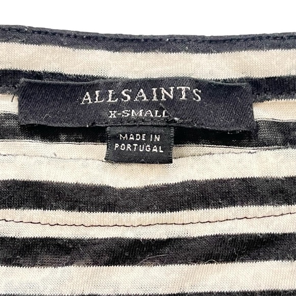 ALLSAINTS - Rita LS Relaxed Fit Striped T-Shirt Slash Neckline Top Size XS - Picture 7 of 11